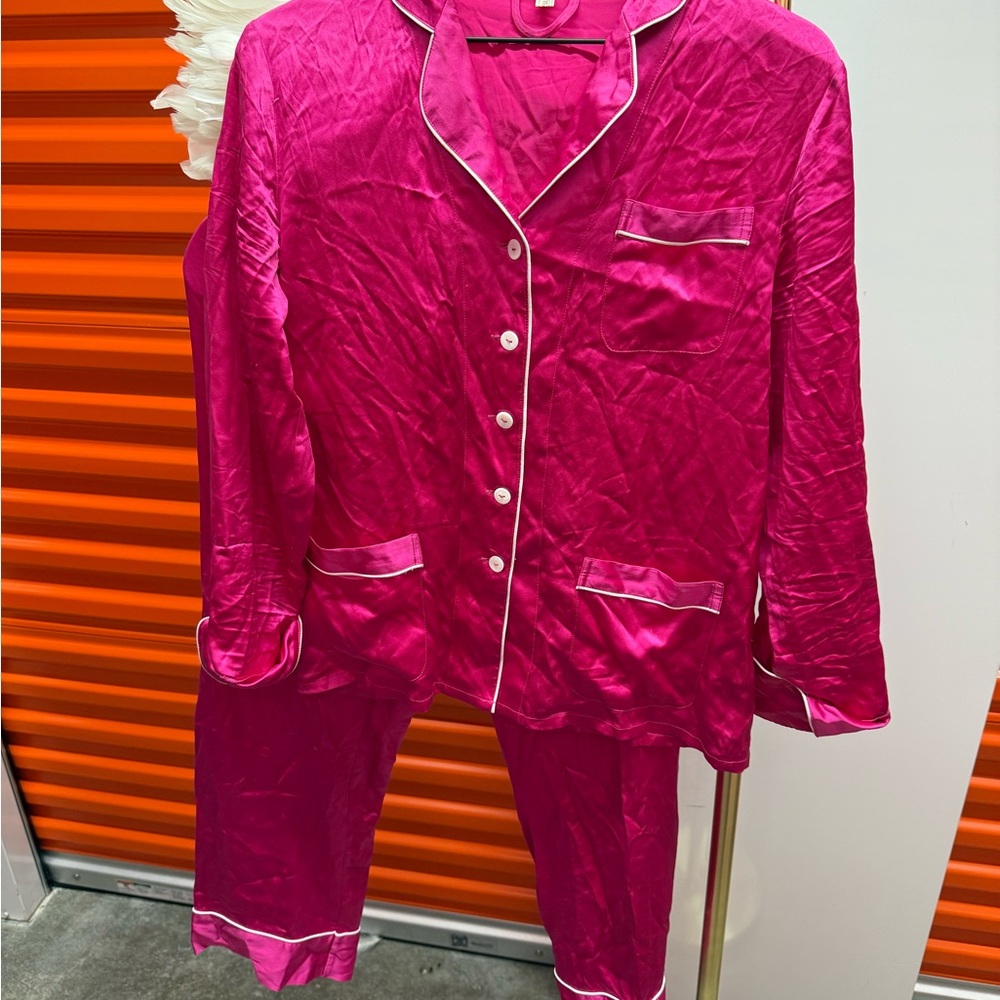 Lilysilk luxury pure mulberry silk Fuchsia Pajama Set